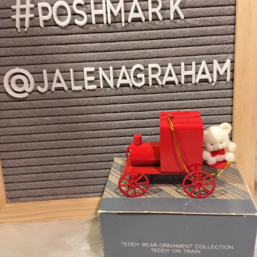 Avon teddy bear ornament collection on train